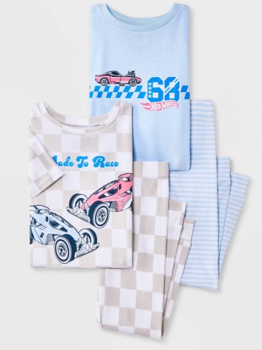 Kids Blue & Beige Race Pajama Set